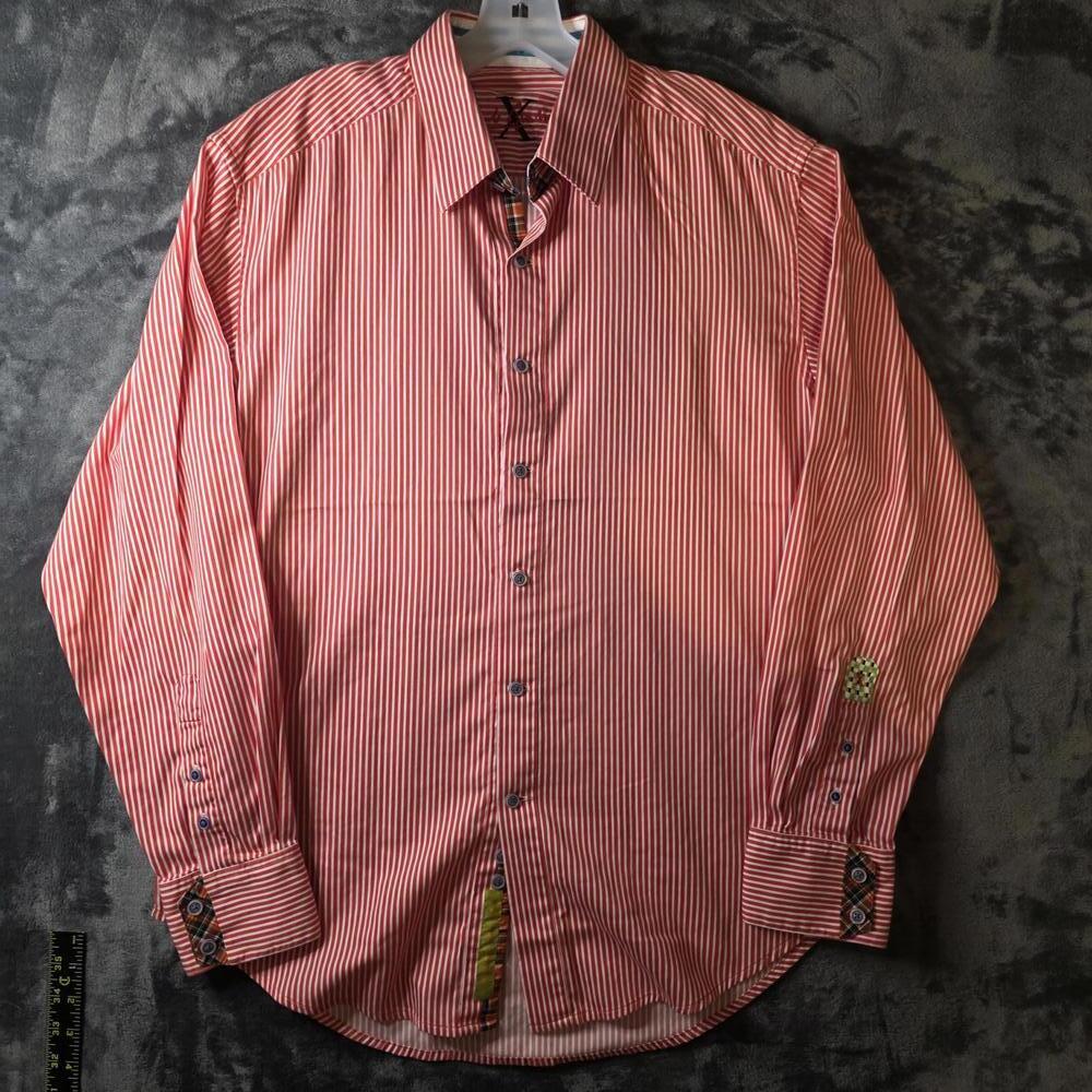 Robert Graham X. Long Sleeve Orange Stripe Button Up Shirt Flip Cuff